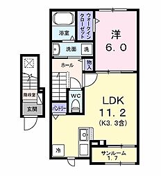 ヴィラソフィア 1LDKの間取図画像