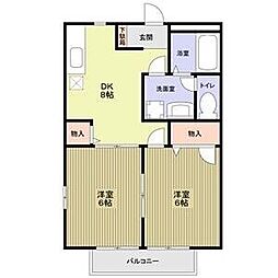 バリュージュ諏訪B 2DKの間取図画像