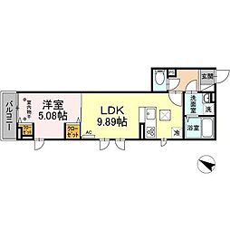シャルマンY 1LDKの間取図画像