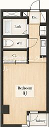 ランドウェル八王子 1Kの間取図画像