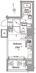 プレセダンヒルズ八王子 ワンルームの間取図画像