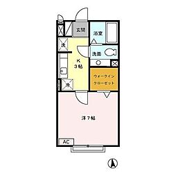 メゾンSAKURA2 1Kの間取図画像