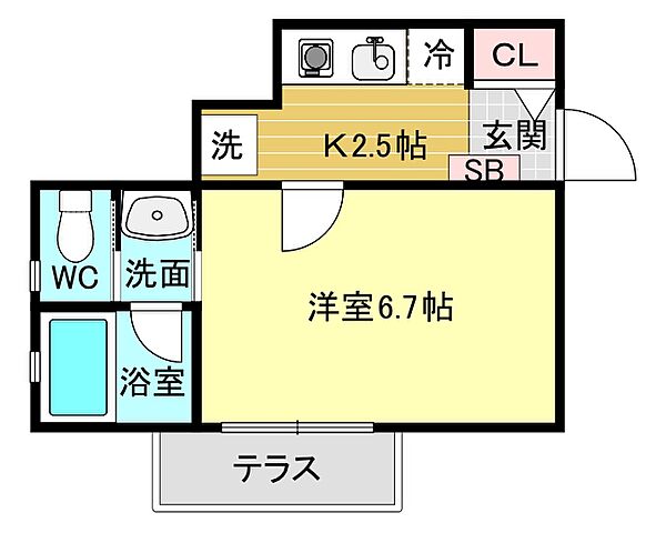 ガーデンヒルズII ｜兵庫県西宮市上ケ原十番町(賃貸アパート1K・1階・22.77㎡)の写真 その2