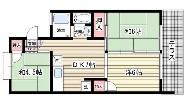 パレーシャル・ワイエム ｜兵庫県西宮市大屋町(賃貸アパート3DK・1階・50.61㎡)の写真 その2