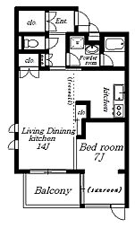 ポッシュ・フラット 1LDKの間取図画像