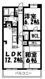 クレール上今井弐番館 2LDKの間取図画像