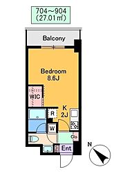CREDO新横浜 1Kの間取図画像