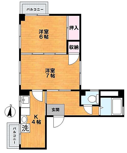 東京都板橋区仲宿(賃貸マンション2K・4階・39.00㎡)の写真 その2