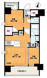 ルフォンリブレイタバシ本町 2LDKの間取図画像