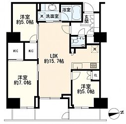 プラウドタワー芝浦 3LDKの間取図画像