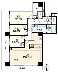 ザリバープレイスイーストタワー 3LDKの間取図画像