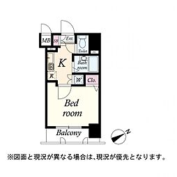 パークウェル湯島 1Kの間取図画像