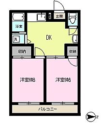 第三敬愛レジデンス 2DKの間取図画像