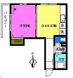 フェリーチェ1 1DKの間取図画像