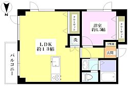 エクレール朝日町 1LDKの間取図画像
