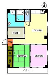 内田コーポ 2SLDKの間取図画像
