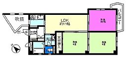 青木町ハイツ1号棟 3LDKの間取図画像