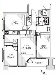 リヴェール西川口 3LDKの間取図画像