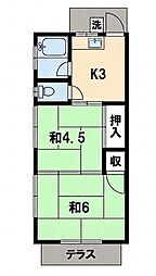 富士見荘 2Kの間取図画像