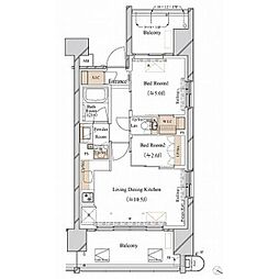 ブランシエスタ新丸子リバーフロント 2LDKの間取図画像