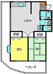 トパーズ・ハイツ 2LDKの間取図画像