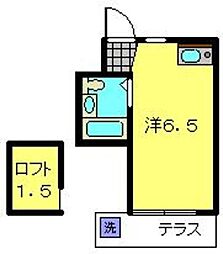 ベルポアン新丸子 ワンルームの間取図画像