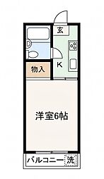 K.フラット 1Kの間取図画像