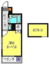 メイゾン綱島西 1Kの間取図画像