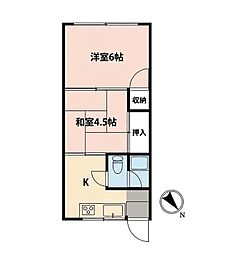 サンドエル吉田 2Kの間取図画像