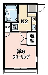 磯川ハイツ ワンルームの間取図画像