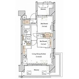 ブランシエスタ新丸子リバーフロ(ブランシエスタシンマルコリバ 2LDKの間取図画像