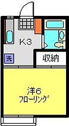 齊藤ハイツA 1Kの間取図画像