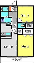 ディア・ロードTN 2LDKの間取図画像