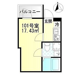 M-SQUARE 1Kの間取図画像