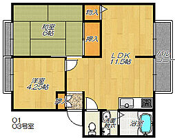 エスポワール東谷 2LDKの間取図画像