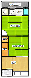 河原文化 2DKの間取図画像