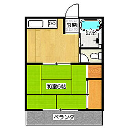 生沢ハイツ 1DKの間取図画像