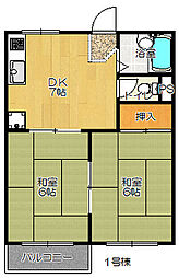 ファミール1号棟 2DKの間取図画像