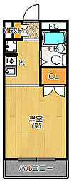 錦 1Kの間取図画像