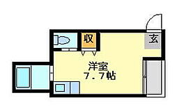 緑風ハイツ ワンルームの間取図画像