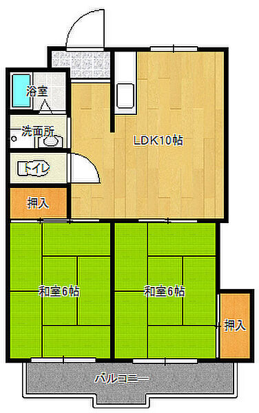 大阪府四條畷市岡山2丁目(賃貸マンション2LDK・1階・52.00㎡)の写真 その2