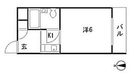 プレアール星田 ワンルームの間取図画像