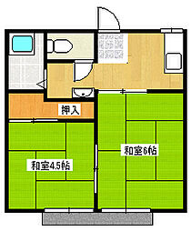 中河ハイツ 2Kの間取図画像