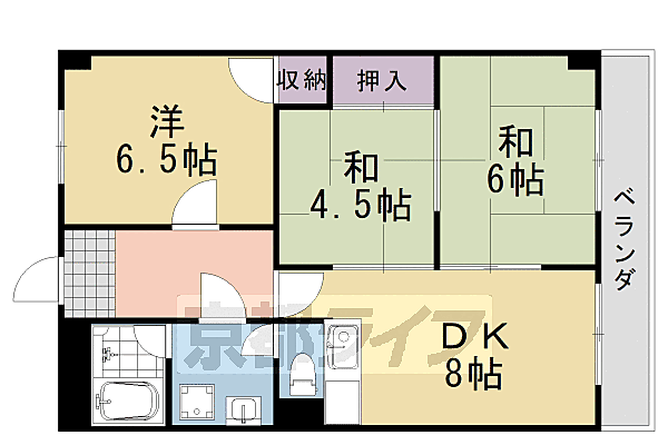 ロココ桂 2C｜京都府京都市西京区川島滑樋町(賃貸マンション3DK・2階・60.52㎡)の写真 その2