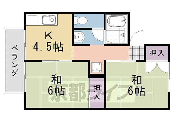 サンサウスヒル竹田 208｜京都府京都市西京区大枝沓掛町(賃貸アパート2DK・2階・38.88㎡)の写真 その2