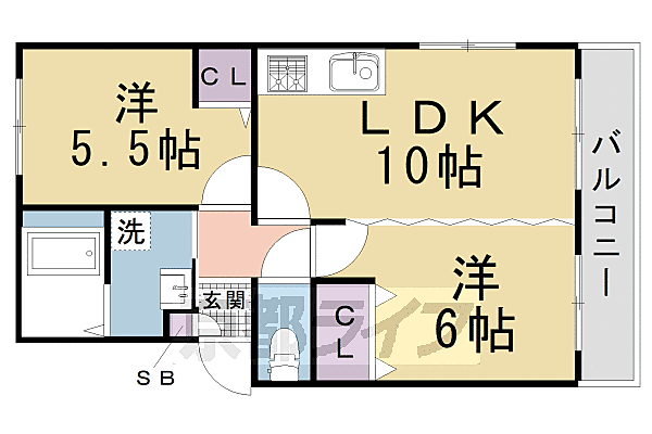 京都府京都市伏見区納所町(賃貸マンション2LDK・4階・51.93㎡)の写真 その2