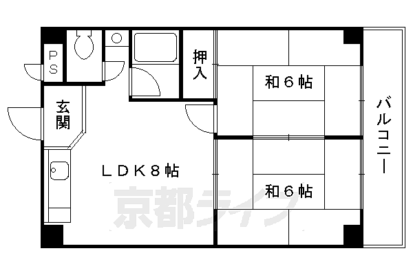 京都府京都市伏見区指物町(賃貸マンション2LDK・3階・38.32㎡)の写真 その2