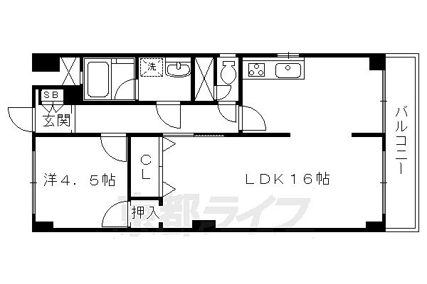 安井マンション 3-A｜京都府向日市上植野町樋爪(賃貸マンション1LDK・3階・50.00㎡)の写真 その2