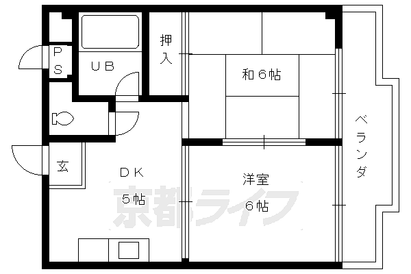 京都府京都市南区吉祥院池田町(賃貸マンション2DK・1階・34.07㎡)の写真 その2