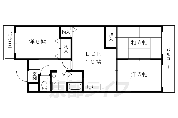 京都府京都市伏見区深草大亀谷大山町(賃貸マンション3LDK・3階・57.35㎡)の写真 その2